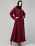 Muslimah Basic Abaya with Zipper for Everyday Life In the Color Maroon